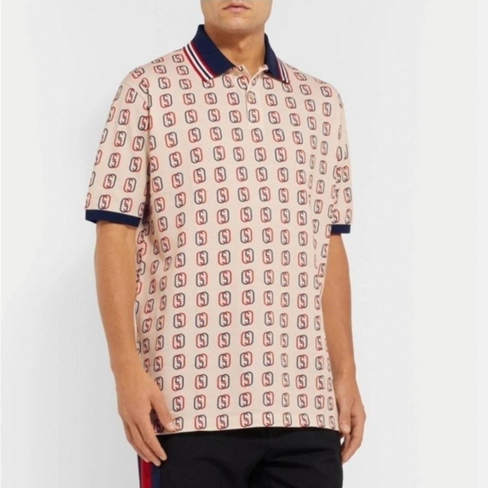 Gucci Logo Print Cotton Pique Polo Shirt - Picture 2 of 9